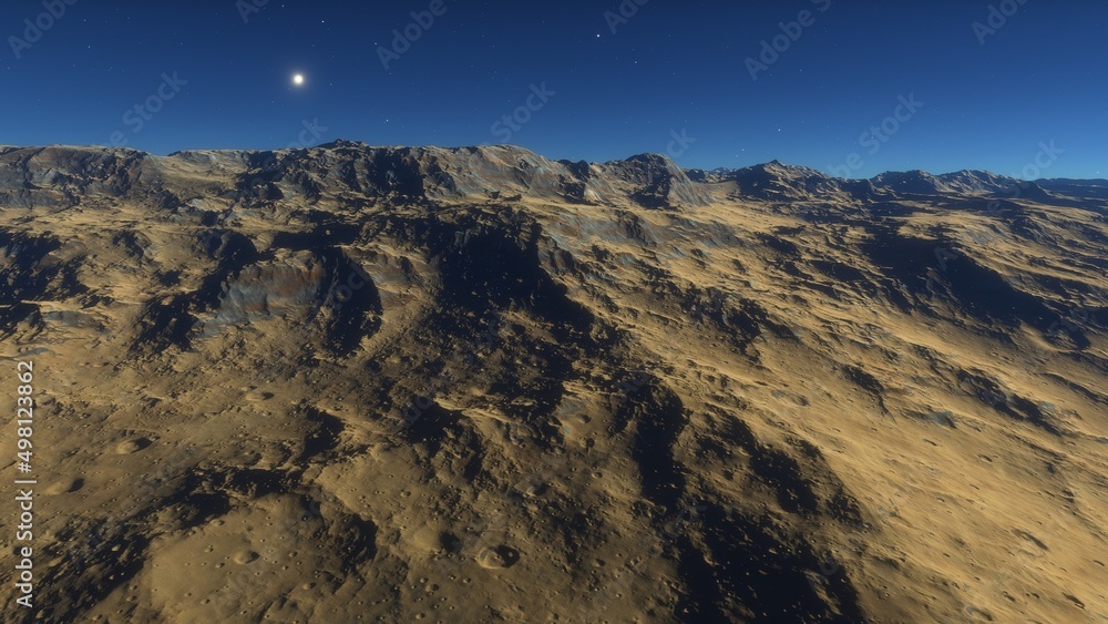 Rocky surface of the alien planet 