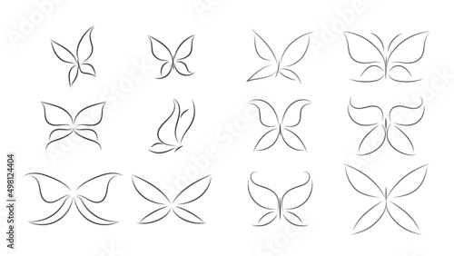 Set of butterflies outlines. Hand drawn illustration converted to vector .isolated on white background  Vector illustration EPS 10