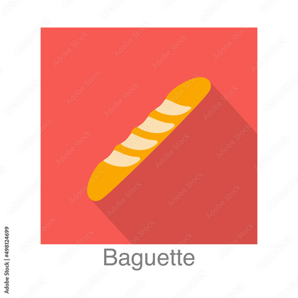 Baguette Bread flat icon design vector illustration Baguette Bread flat icon design vector illustration
