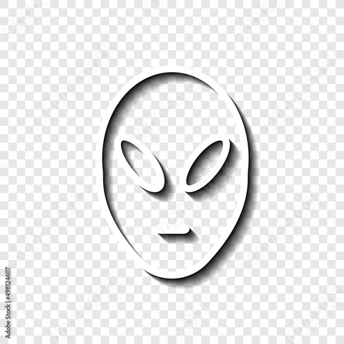 Alien simple icon vector. Flat desing. White with shadow on transparent grid.ai