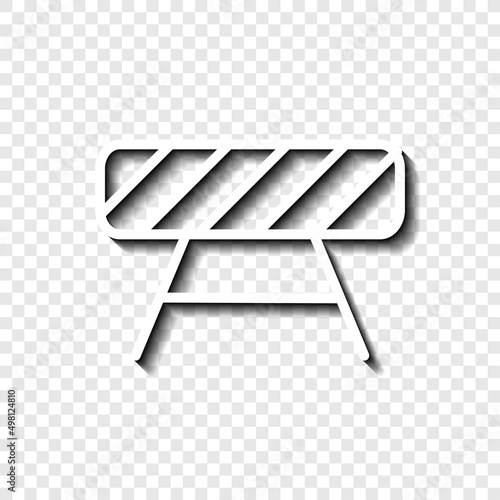 Barrier simple icon. Flat desing. White with shadow on transparent grid.ai