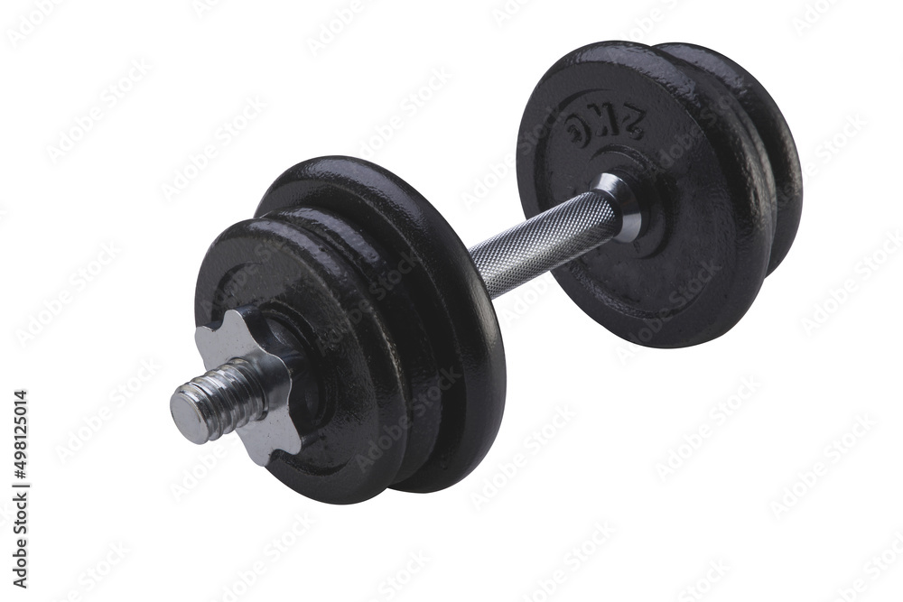 black metal dumbbell against white background with clipping path black metal dumbbell against white background with clipping path