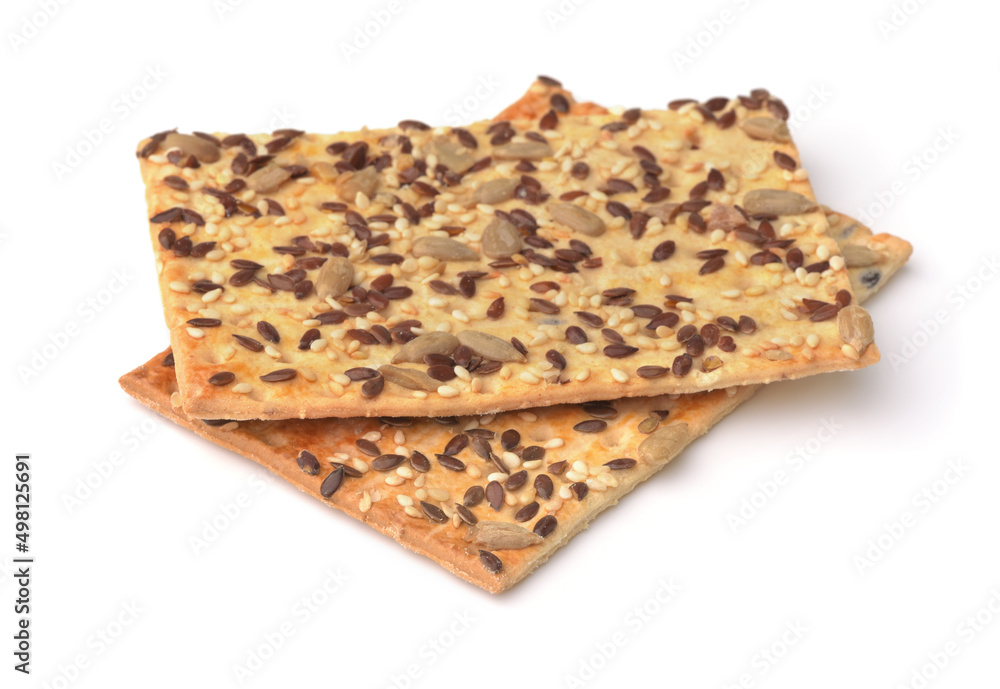 Fototapeta premium Whole grain crispbread with various seeds