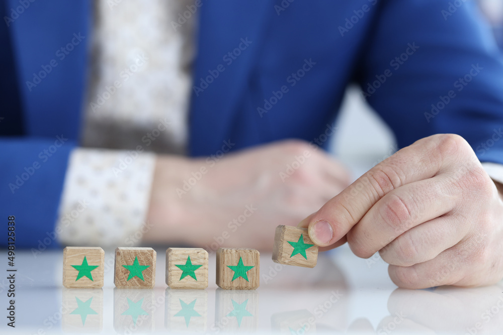 Client adds a five star to review closeup