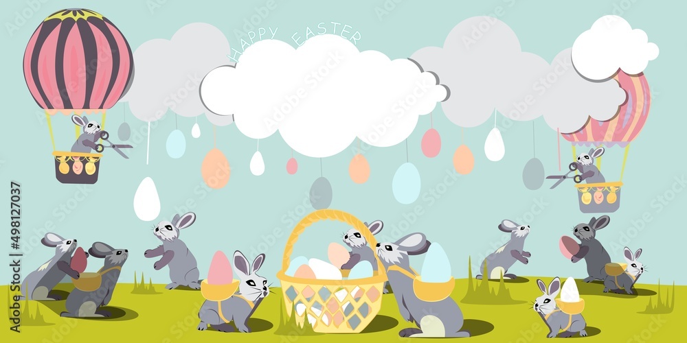 Happy Easter vector isolated cute illustration in pastel colors. Happy Easter greeting card, post, banner Happy Easter vector isolated cute illustration in pastel colors. Happy Easter greeting card, post, banner