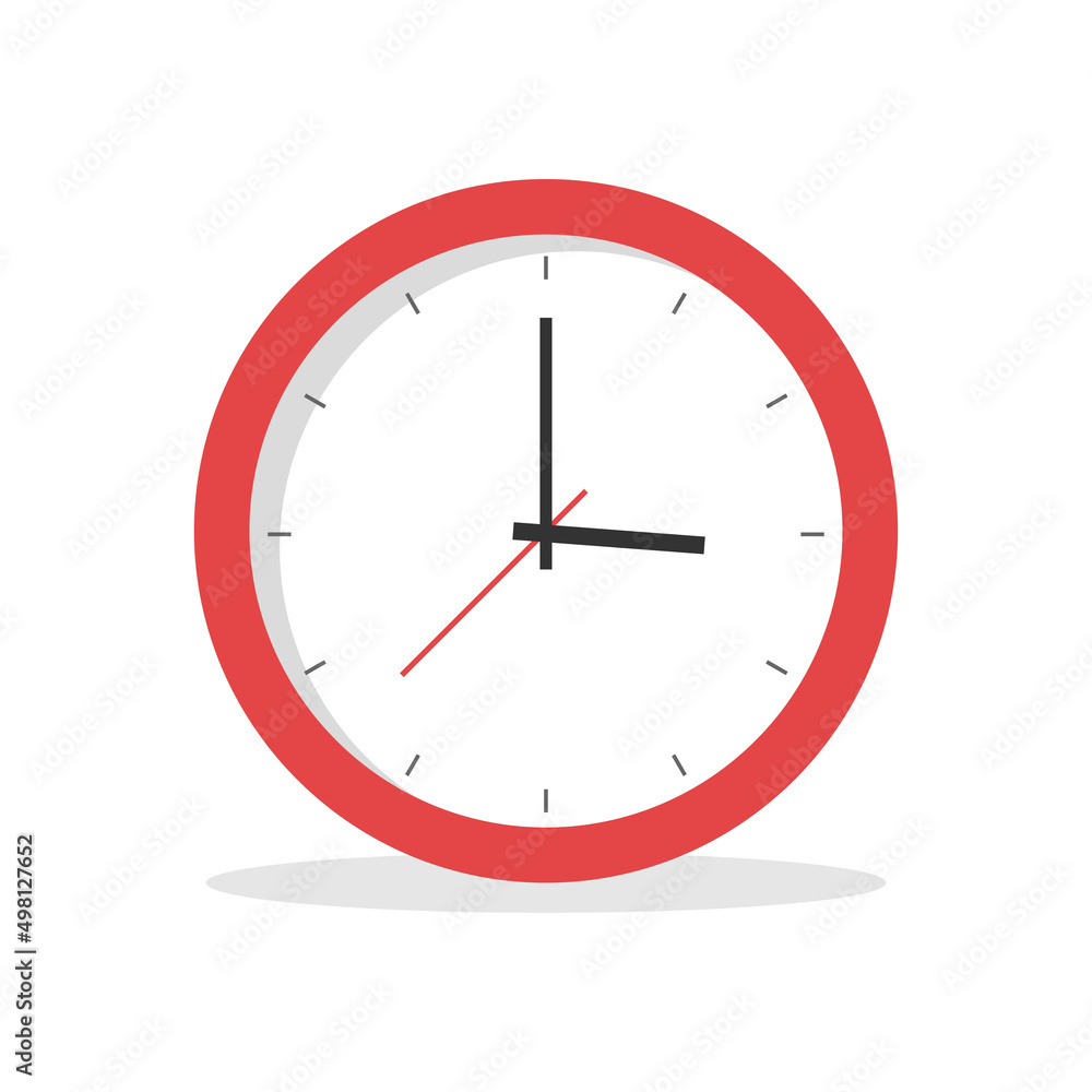 Clock icon in flat style. Time symbol. Vector illustration isolated on white background Clock icon in flat style. Time symbol. Vector illustration isolated on white background