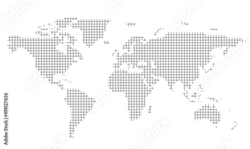 Minimalist straight line map of the world, vector background