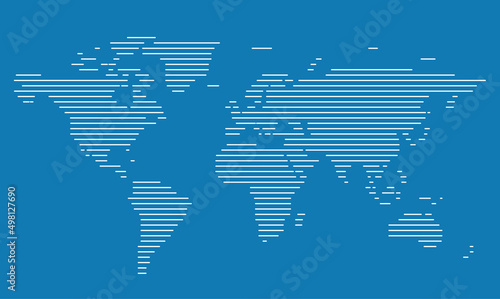 Minimalist straight line map of the world, vector background