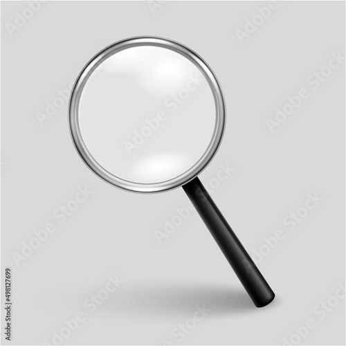 Vector 3d Realistic Magnifying Glass or Loup Icon Closeup Isolated. Design Template of Magnifying Glass Icon for Graphics. Front View