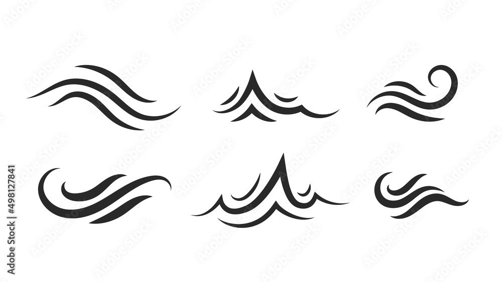 Fototapeta premium Set of water waves elements. Vector Sea icon. Liquid wavy sign.