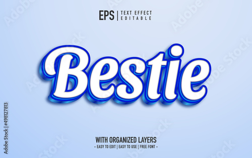 bestie text effect in blue 3d