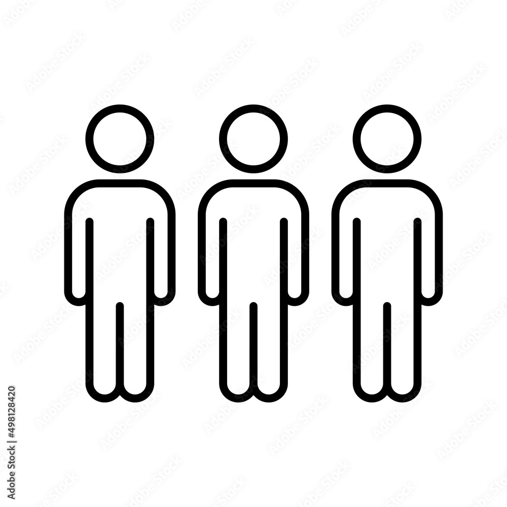 Three people icon vector illustration. Group, team symbol. Outline style Three people icon vector illustration. Group, team symbol. Outline style