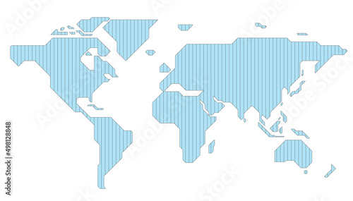 Minimalist straight line map of the world, vector background