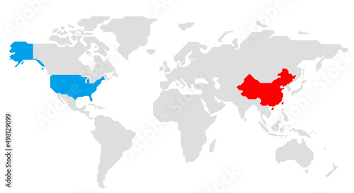 Minimalist straight line map of the world, vector background