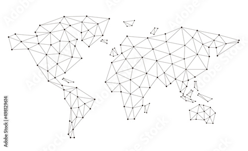 Map of world wide internet network mesh. Social communications background