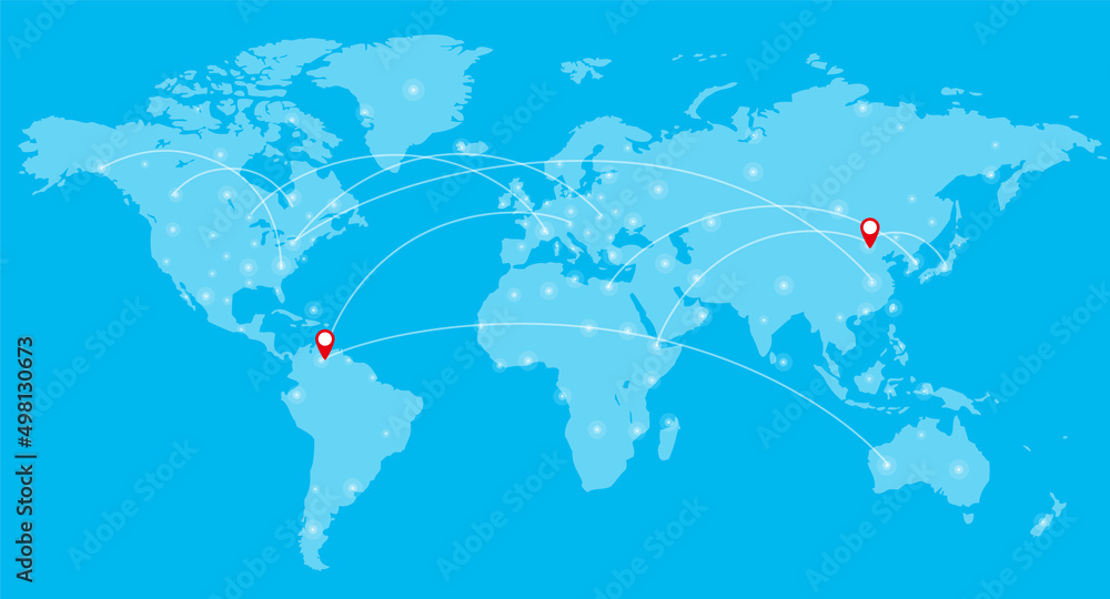 World map and airline, vector illustration World map and airline, vector illustration