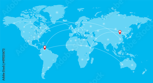 World map and airline, vector illustration