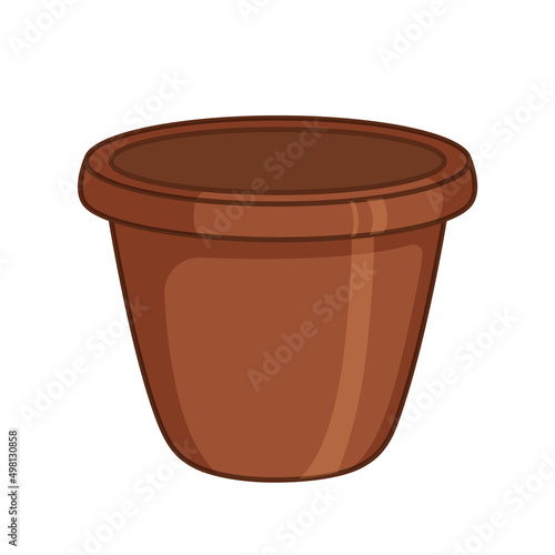 Garden pot and container isolated on white. Gardening equipment. Flower pot icons or illustrations. Cartoon style.