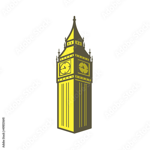 Big Ben, London, famous landmark flat icon design, Famous scenic spots