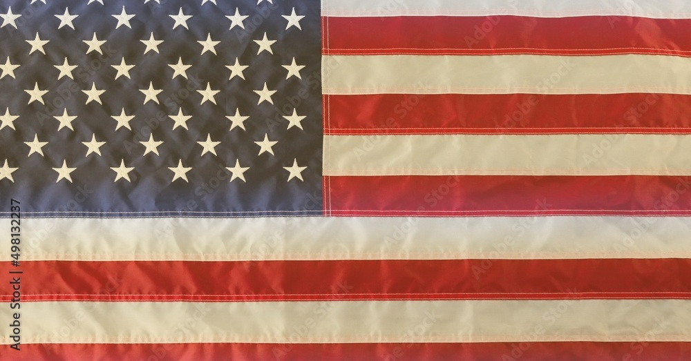 Naklejka premium Close up view of american flag background with copy space