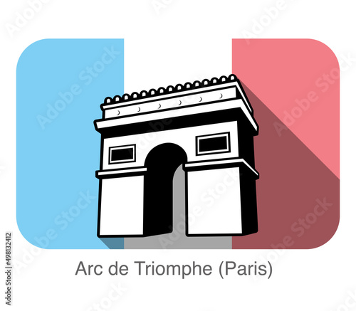Arc De Triomphe famous landmark flat icon design, Famous scenic spot