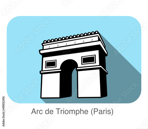 Arc De Triomphe famous landmark flat icon design, Famous scenic spot