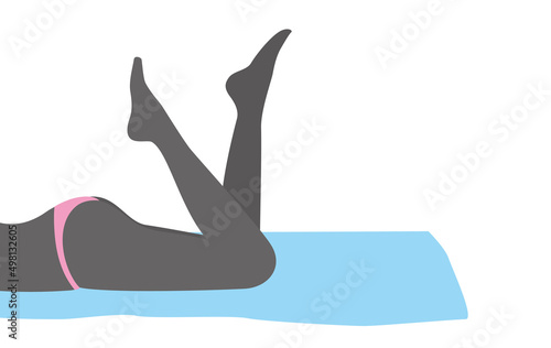 sexy girl leg series, woman lying on the towel, vector