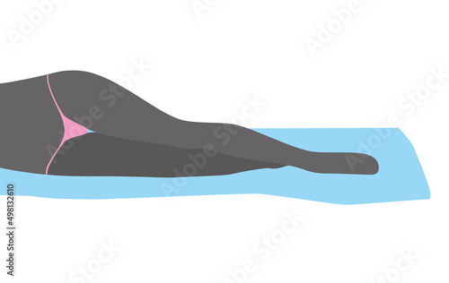 sexy girl leg series, woman lying on the towel, vector