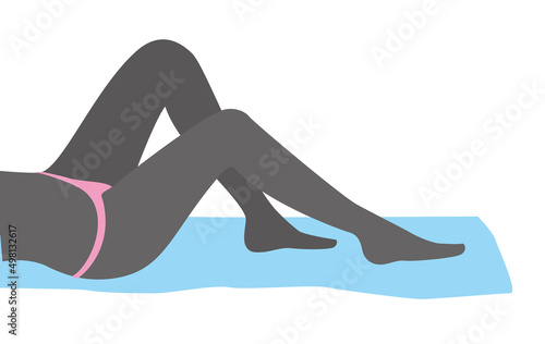 sexy girl leg series, woman lying on the towel, vector