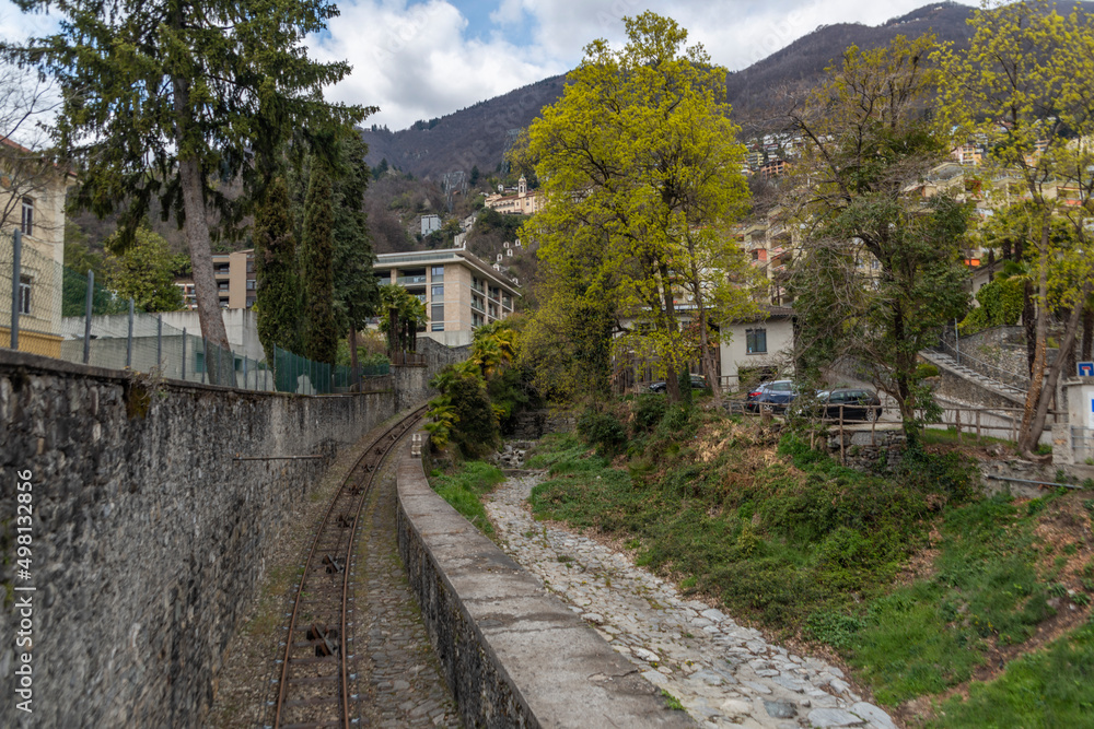 Fototapeta premium Cable railway in Locarno town in Switzerland