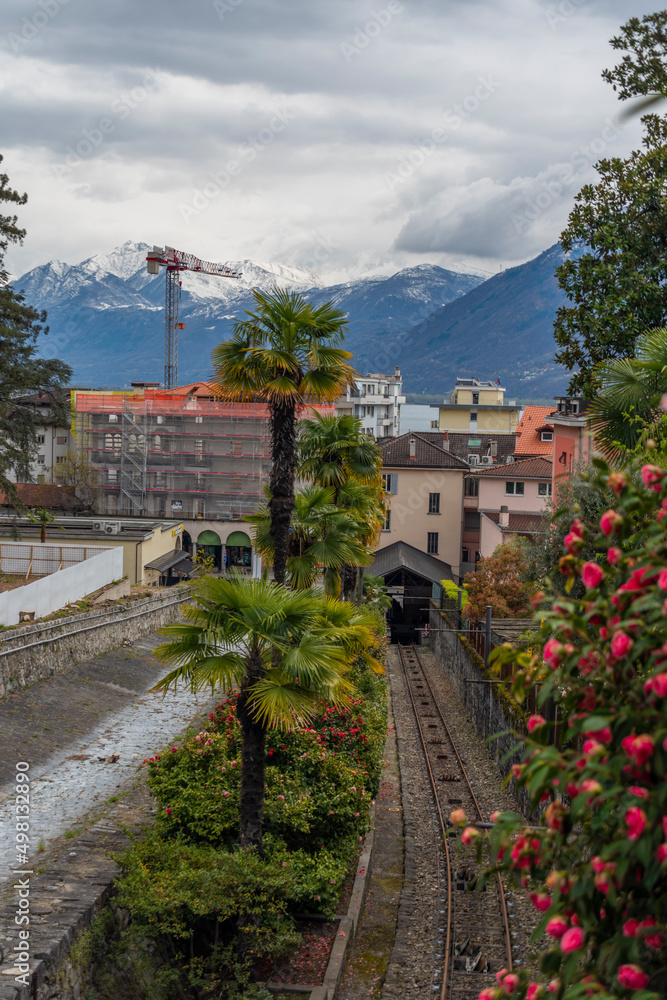 Fototapeta premium Cable railway in Locarno town in Switzerland