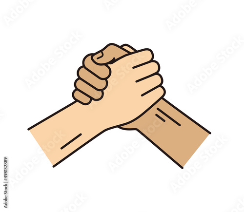 Arm wrestle hands challenge, vector illustration