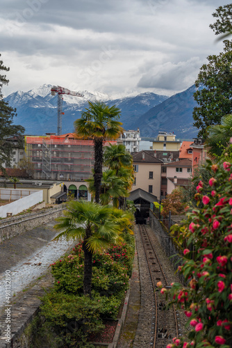 Cable railway in Locarno town in Switzerland © luzkovyvagon.cz