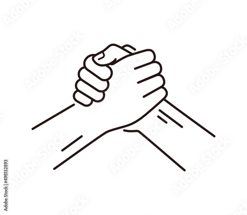 Arm wrestle hands challenge, vector illustration