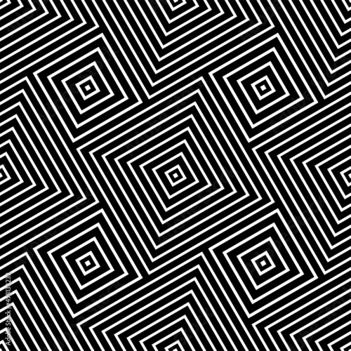Abstract seamless geometric black checked pattern.