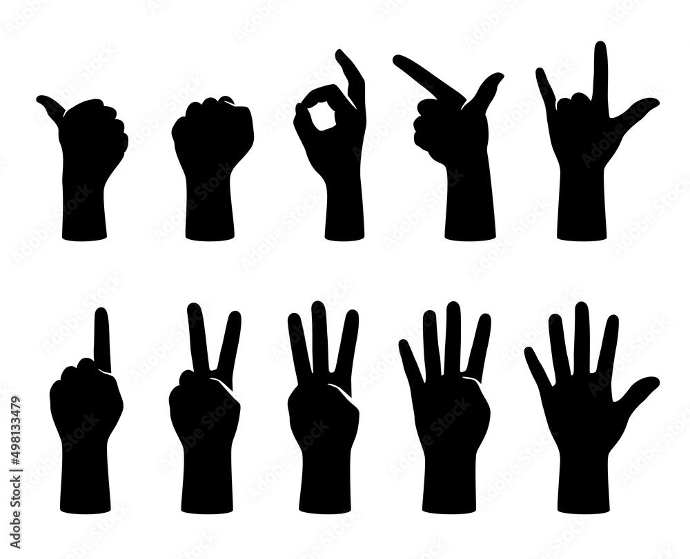 Obraz premium Hand gesticulate symbol set, vector illustration