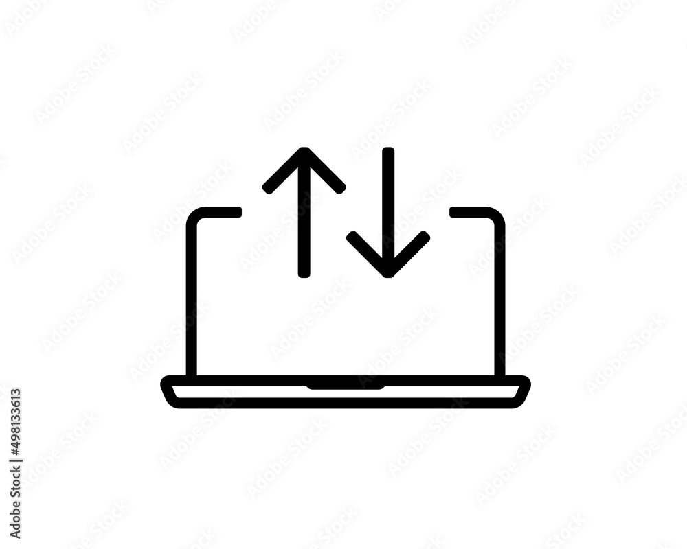 Computer laptop backup sync icon. Vector illustration Computer laptop backup sync icon. Vector illustration