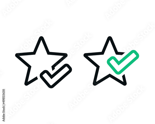 Features icon. Star with checkamrk. Vector illustration