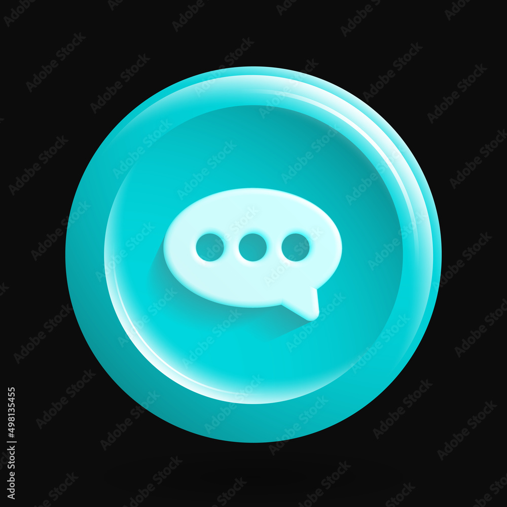 Blue Round Message Icon. Isolated 3D Texting Button. Vector illustration Blue Round Message Icon. Isolated 3D Texting Button. Vector illustration