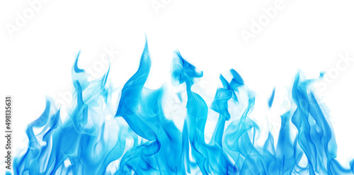 blue flame stripe with hot sparks isolated on white
