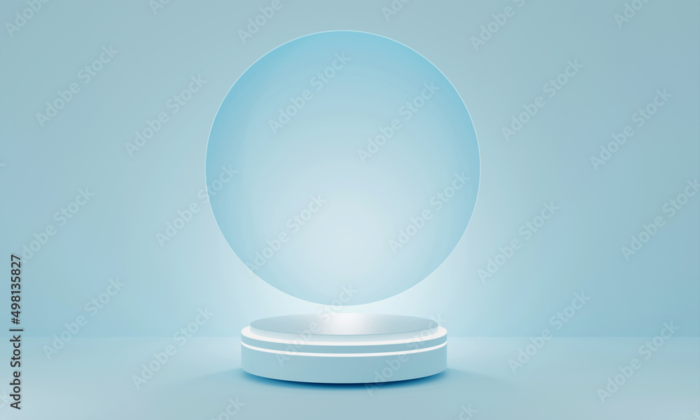 Geometry shapes podium for product display on blue background. 3d rendering illustration. Geometry shapes podium for product display on blue background. 3d rendering illustration.