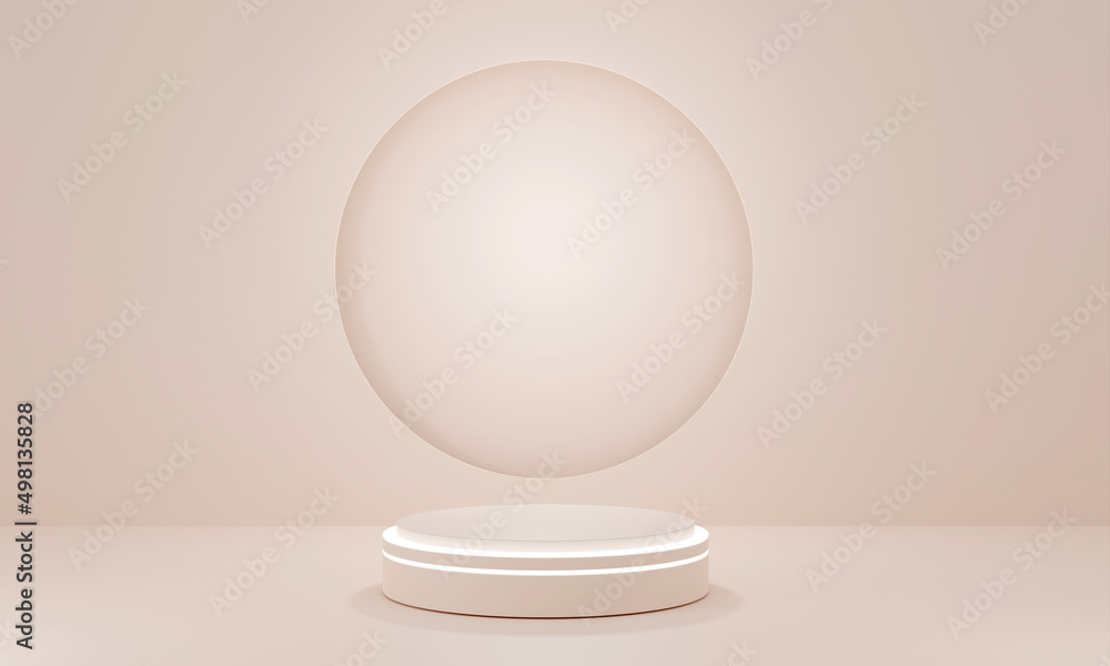 Geometry shapes podium for product display on brown background. 3d rendering illustration.