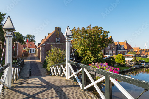Cityscape of the picturesque small Frisian town Hindeloopen on the Ijsselmeer photo