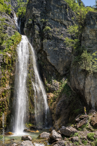 Fototapeta Naklejka Na Ścianę i Meble -  Beautiful Theth waterfall near Theth village in Albanian alps mountains