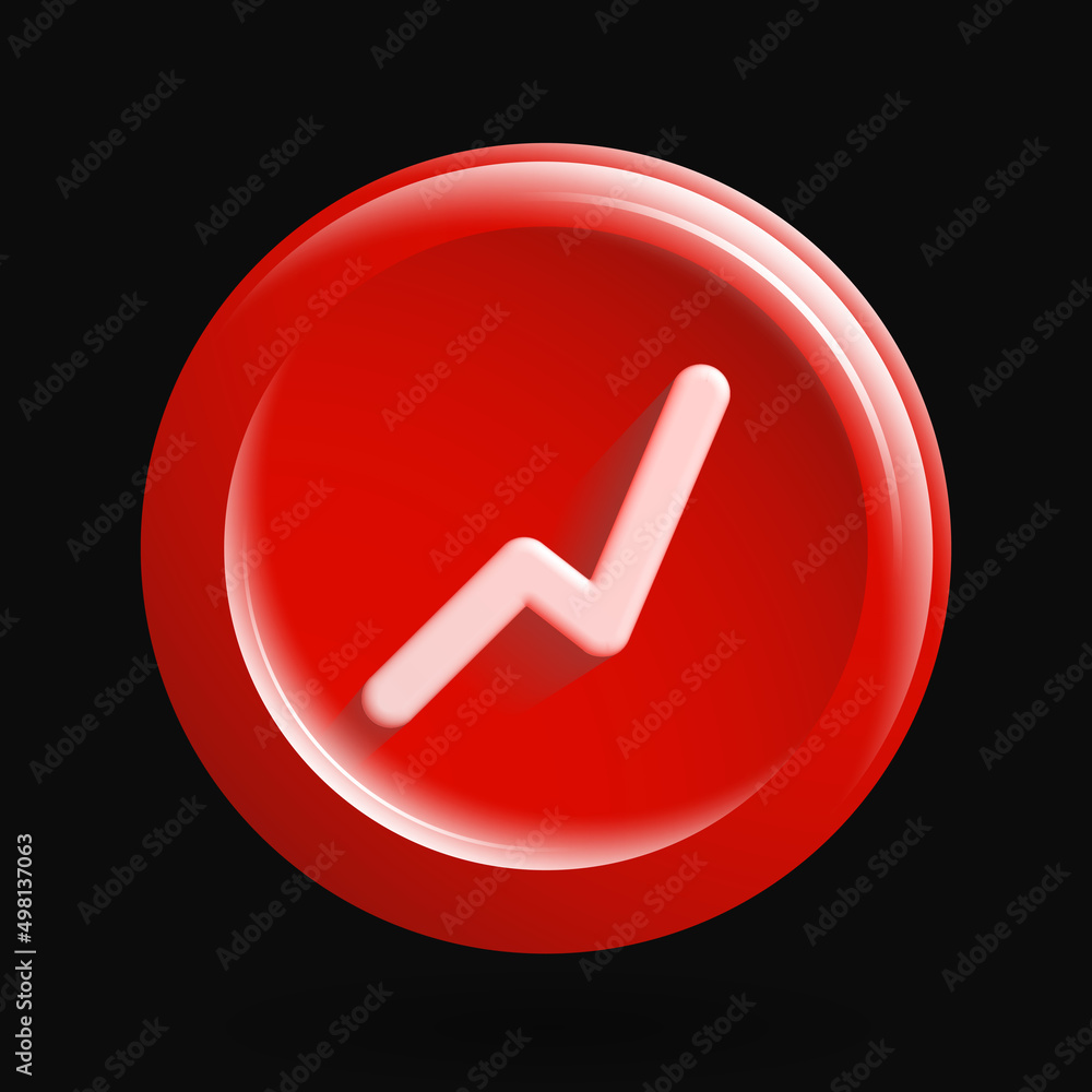 Chart 3D Icon. Red Isolated Graph Button. Vector illustration Chart 3D Icon. Red Isolated Graph Button. Vector illustration