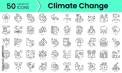 Set of climate change icons. Line art style icons bundle. vector illustration photo