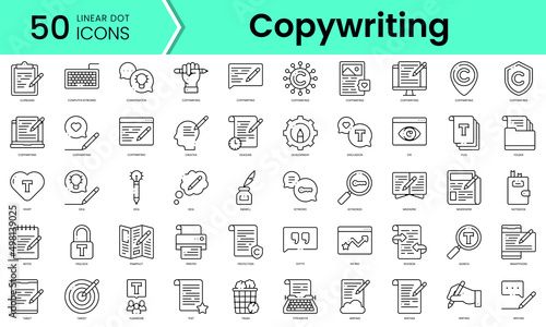 Set of copywriting icons. Line art style icons bundle. vector illustration