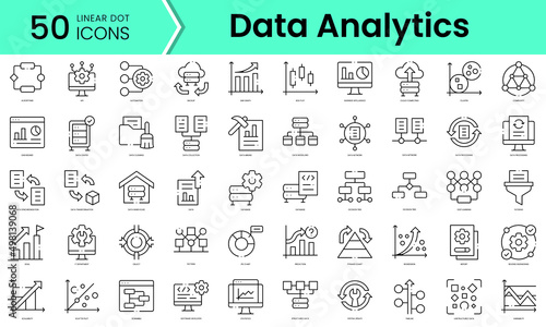 Set of data analytics icons. Line art style icons bundle. vector illustration photo