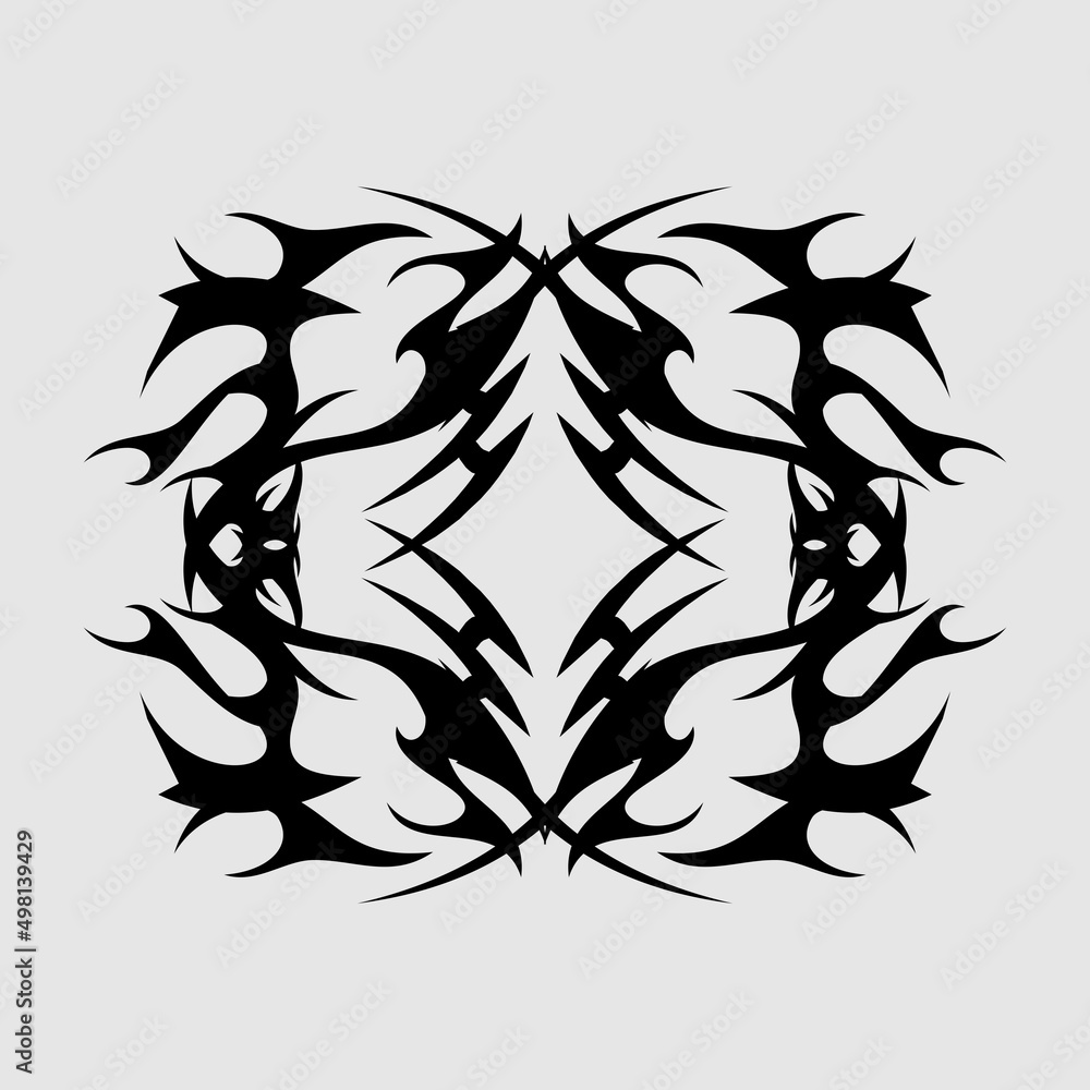 tribal tattoo vector, scary, spooky, gothic, sharp, geometric, mandalas ...