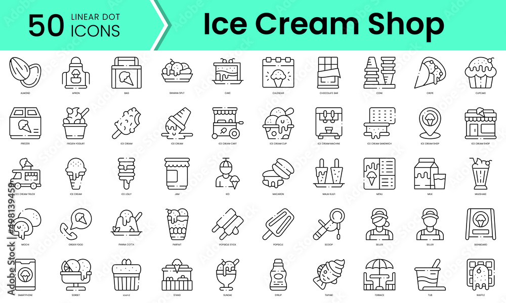 Set of ice cream icons. Line art style icons bundle. vector ...